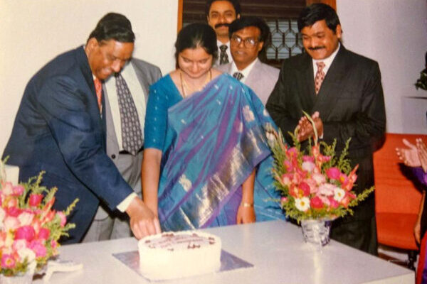 Birthday celebrations of an officer at Visakhapatnam branch of GTB attended by Mr. C. V. Mohan Rajah - Vice President, Corporate Affaires